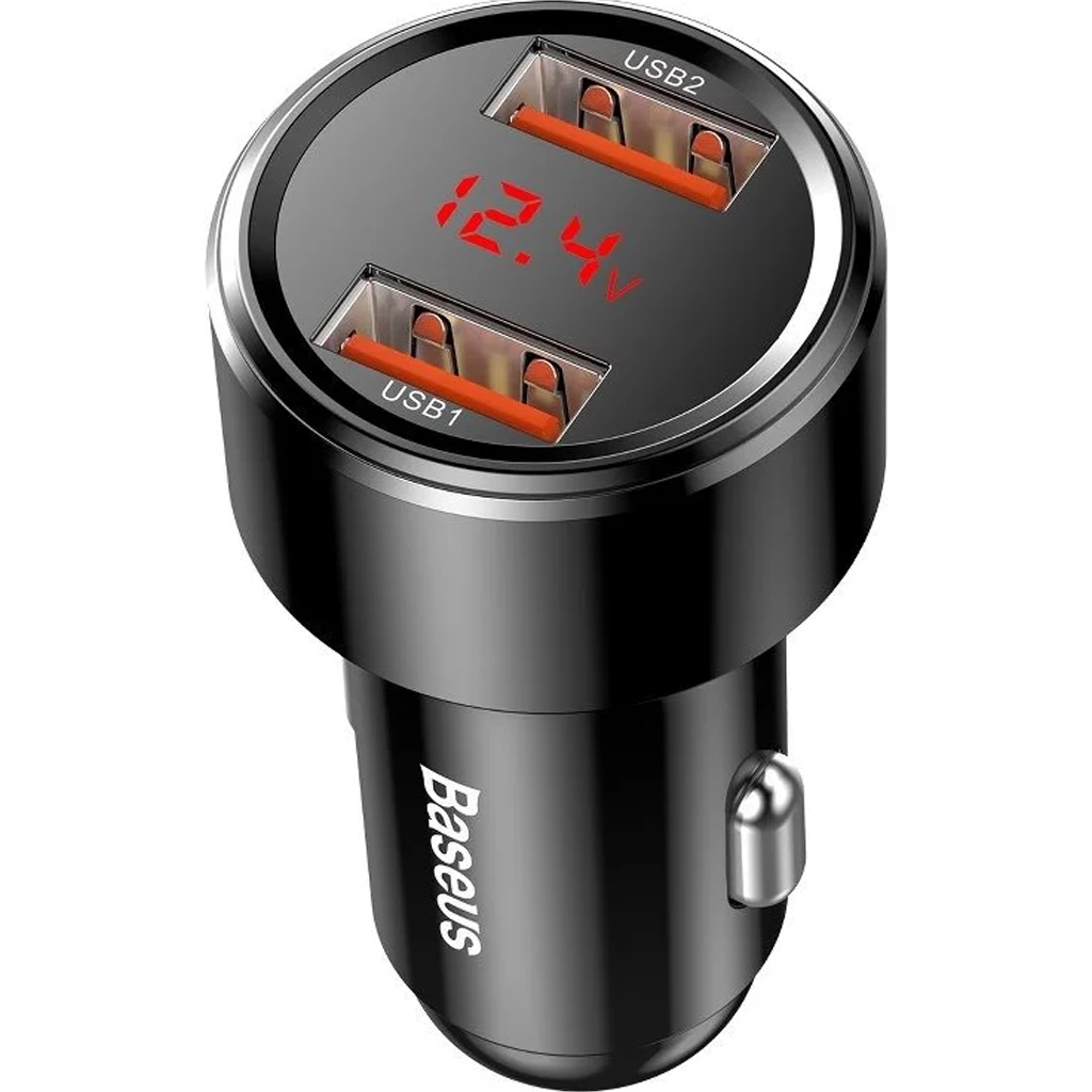 Baseus Car Charger 45W Digital Display Dual USB Techstop