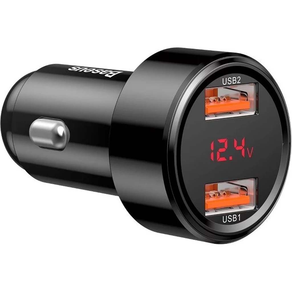 Baseus Car Charger 45W Digital Display Dual USB Techstop