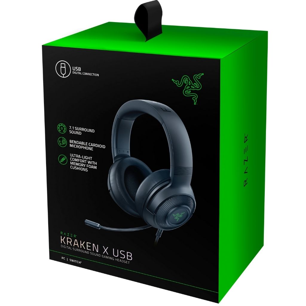 Razer Kraken X USB Gaming Wired Headphones Black Techstop